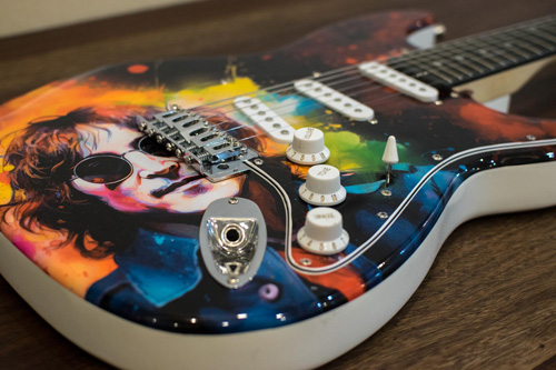 Guitar Skin installed on a strat guitar