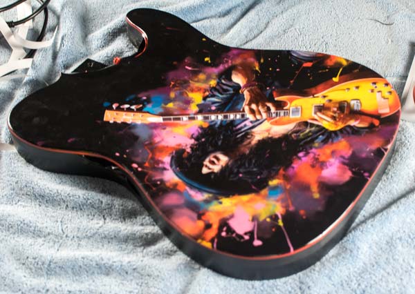 Guitar skin on a telecaster body
