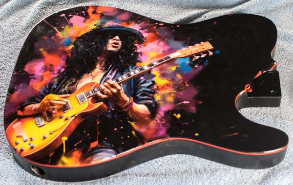 Guitar skin with protective tape removed